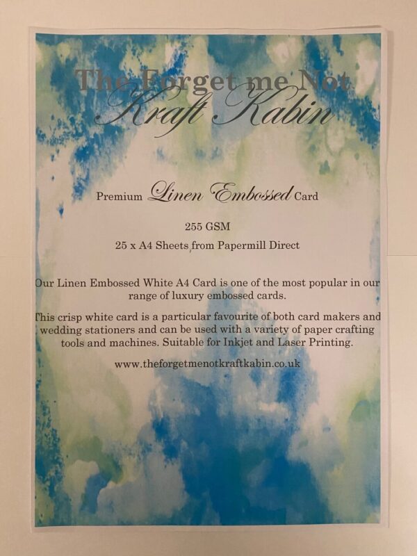 A4 Linen Embossed Card by Papermill Direct 25 Sheets The Me